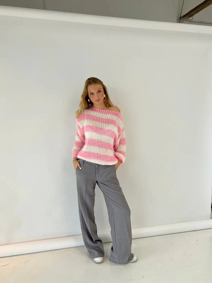 Suéter de Lana a Rayas – Confort y Estilo para Mujer – Calidez Clásica para el Invierno
