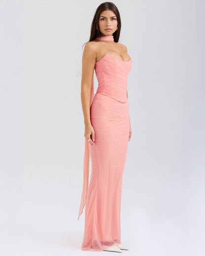 Vestido rosa Malu para mujer con corte fluido y diseño sin mangas