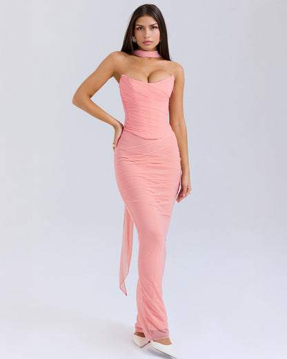 Vestido rosa Malu para mujer con corte fluido y diseño sin mangas