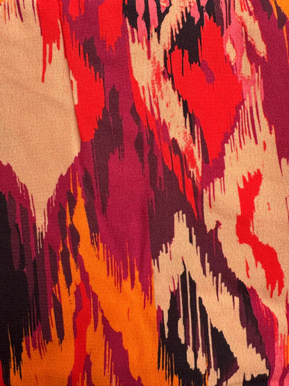 Vestido largo de fiesta Zahara™ con estampado étnico, tirantes de tafetán negro y bajo asimétrico