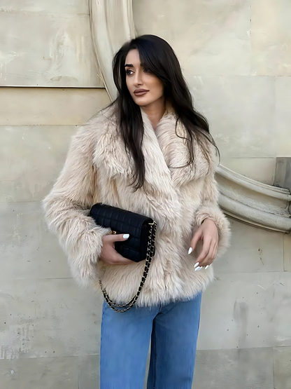 Abrigo oversize Livia para mujer con forro de piel sintética, elegante y cálido para invierno