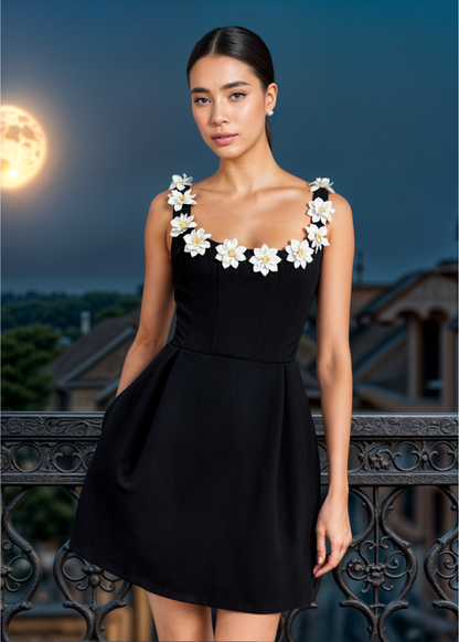 Alyssa vestido mini con bordado floral elegante para mujer