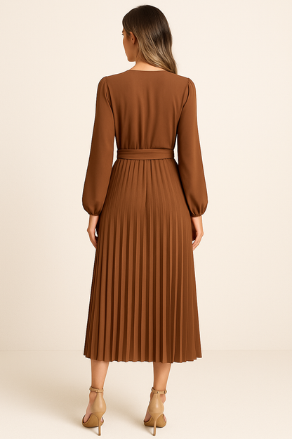 Vestido maxi marrón Zoë con escote en V y detalles Boho para festivales