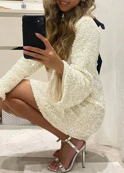 Chloe vestido mini texturizado con lazo elegante para mujer