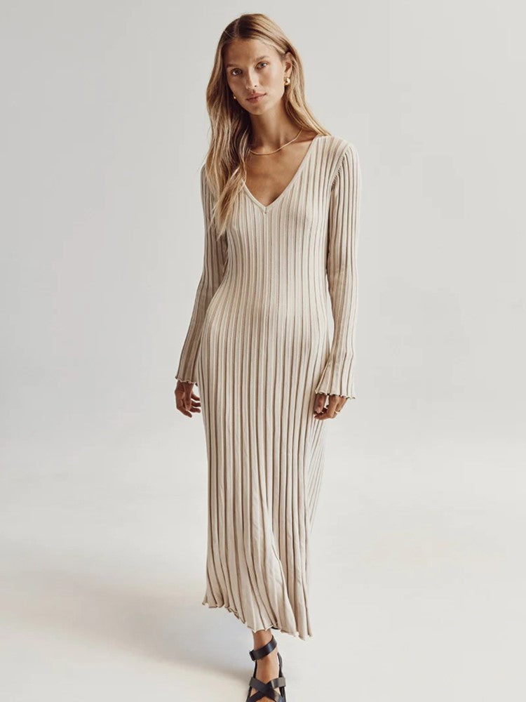 Gebreide jurk voor dames, luxe breisel, herfstoutfit