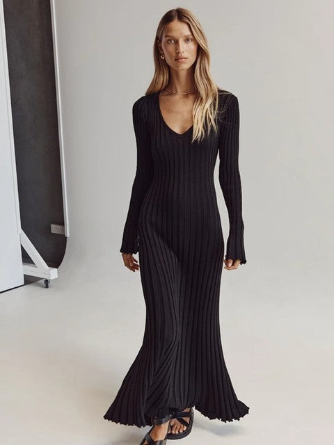 Gebreide jurk voor dames, luxe breisel, herfstoutfit