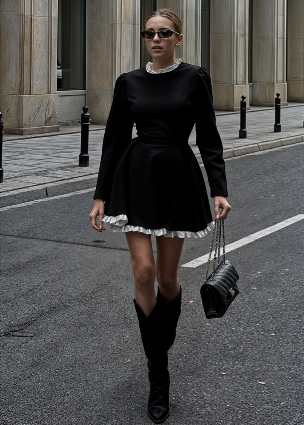 Vestido mini de encaje Everly con cintura alta y estilo elegante