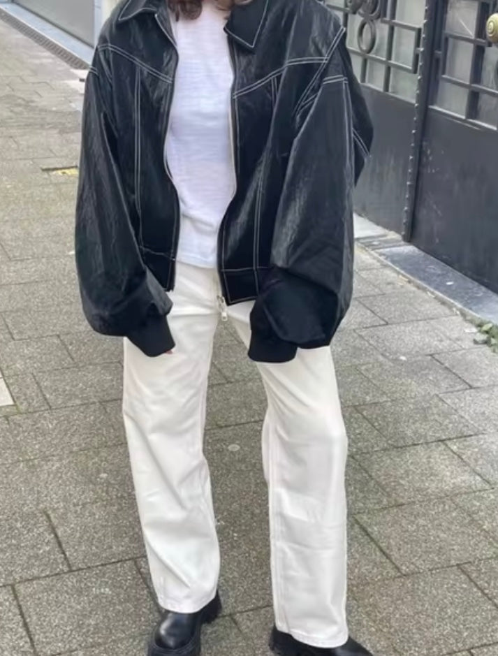 Chaqueta Bomber de Cuero Mujer – Estilo Clásico y Sofisticado – Clementine