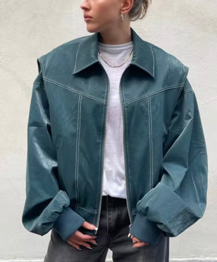 Chaqueta Bomber de Cuero Mujer – Estilo Clásico y Sofisticado – Clementine