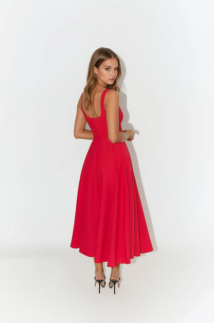 Vestido largo Mina con tirantes ajustables y caída fluida, estilo fresco y natural
