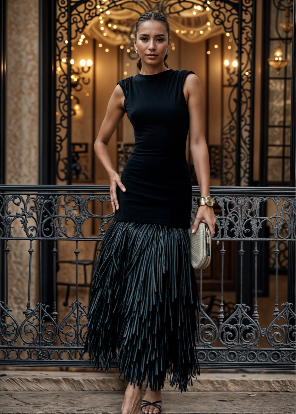 Piper vestido maxi con flecos elegantes para mujer, ideal para ocasiones especiales