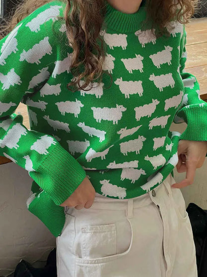 Suéter de lana mujer Fabiana con diseño de oveja para invierno