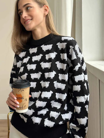 Suéter de lana mujer Fabiana con diseño de oveja para invierno