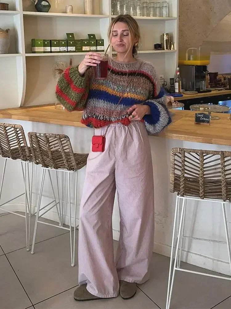 Suéter de punto colorido Costanza para mujer con diseño oversize y patrón vibrante