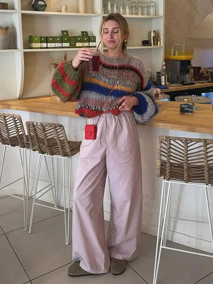 Suéter de punto colorido Costanza para mujer con diseño oversize y patrón vibrante