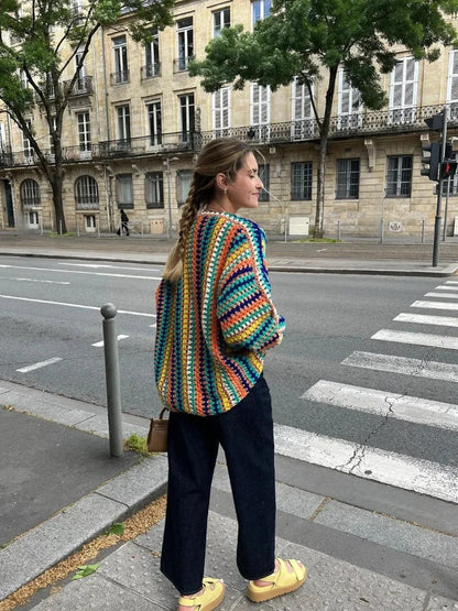 Cardigan de punto colorido Gaia para mujer, cálido y estilizado