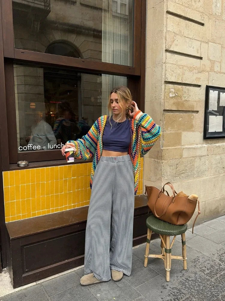 Cardigan de punto colorido Gaia para mujer, cálido y estilizado