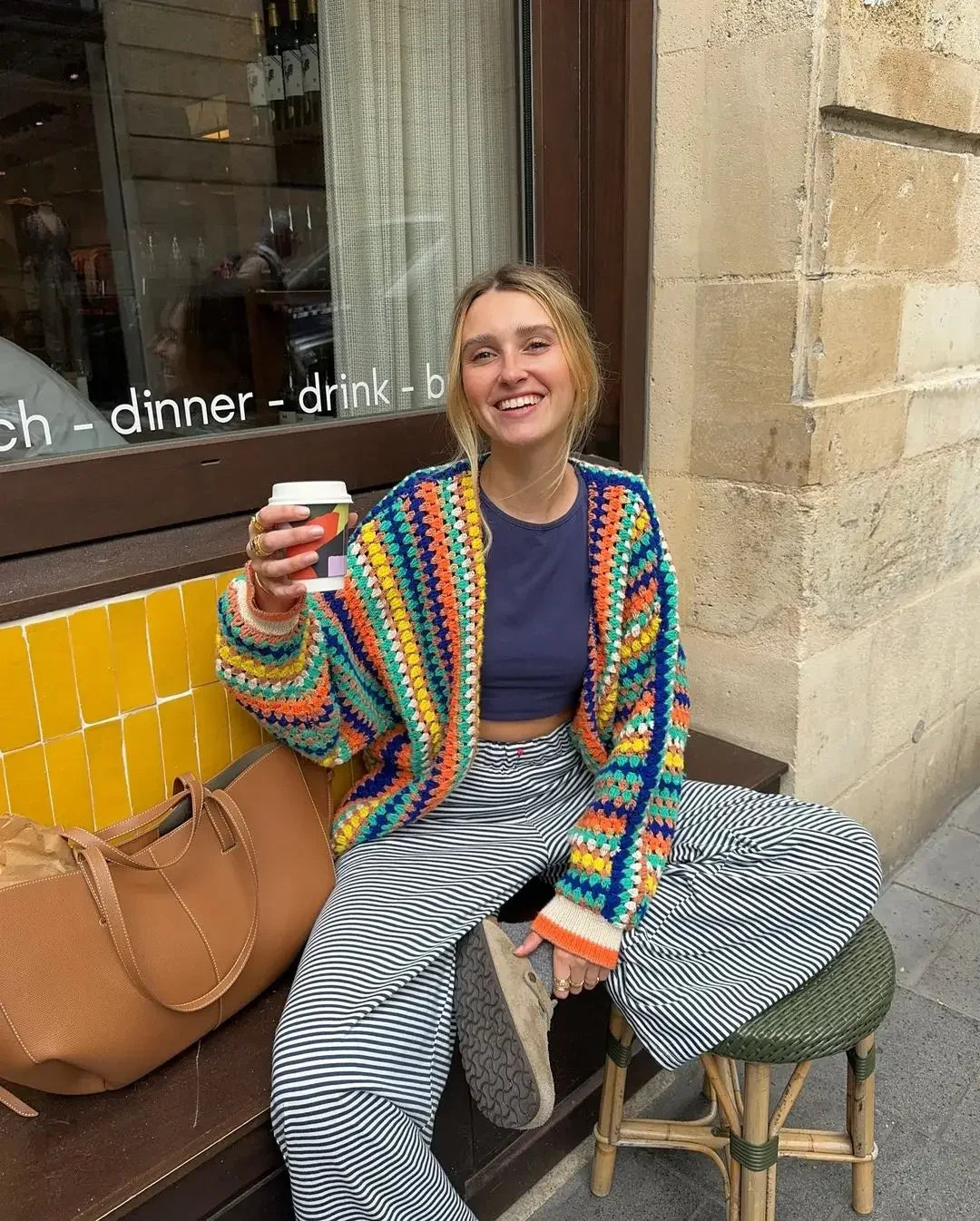 Cardigan de punto colorido Gaia para mujer, cálido y estilizado