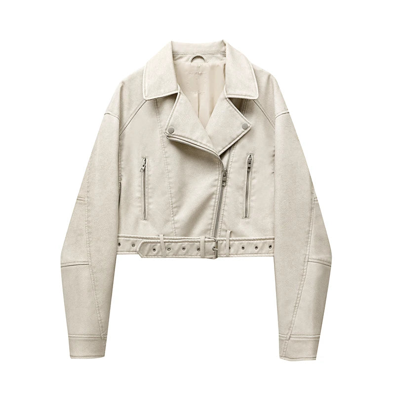 Chaqueta de cuero corta Melissa para mujer elegante