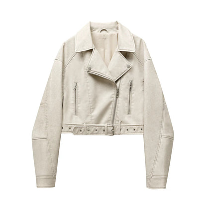 Chaqueta de cuero corta Melissa para mujer elegante