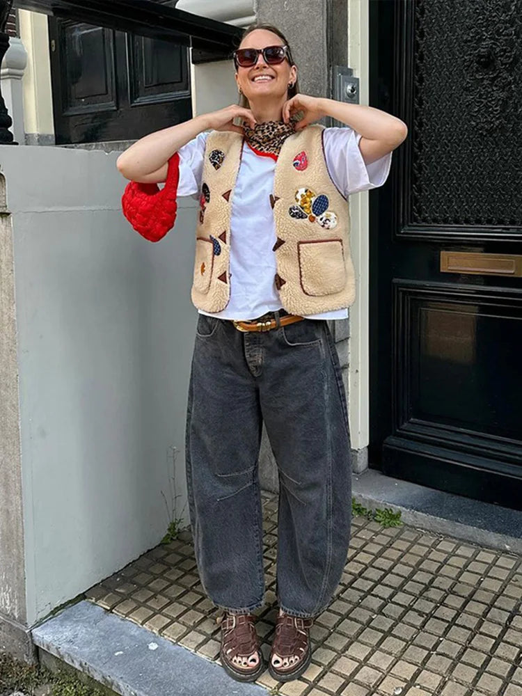 Chaleco de lana mujer con estampado único, cálido y cómodo
