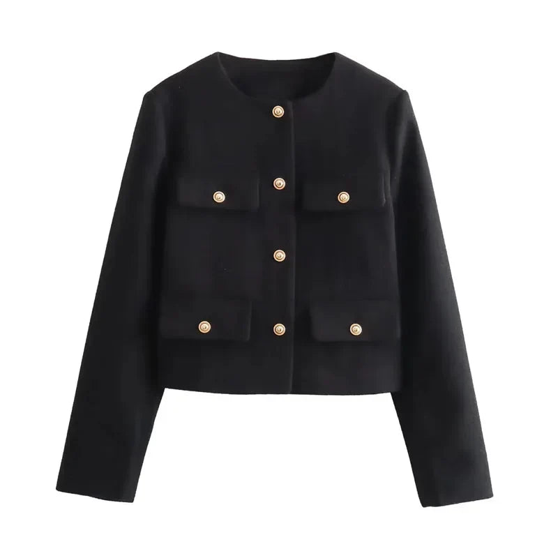 Chaqueta corto Azzurra para mujer, cálida y elegante, disponible en Sofia Barcelona