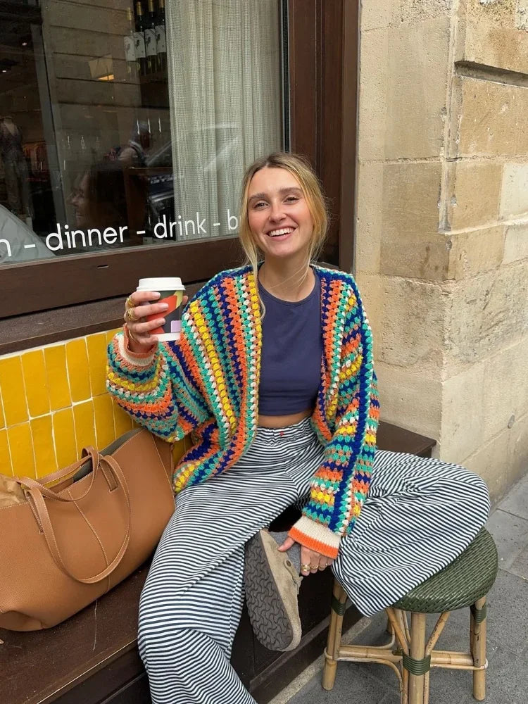 Cardigan de punto colorido Gaia para mujer, cálido y estilizado