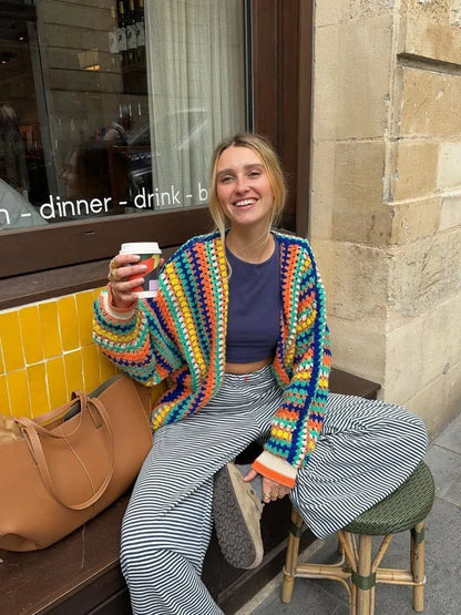 Cardigan de punto colorido Gaia para mujer, cálido y estilizado