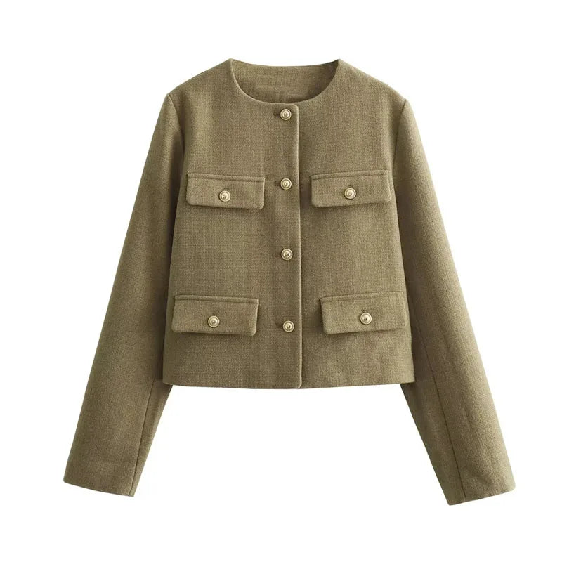 Chaqueta corto Azzurra para mujer, cálida y elegante, disponible en Sofia Barcelona