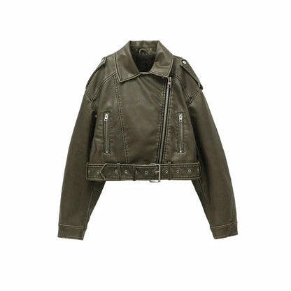 Chaqueta de cuero corta Melissa para mujer elegante