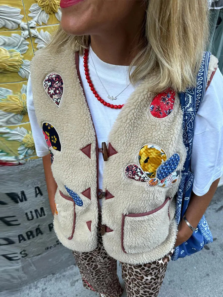 Chaleco de lana mujer con estampado único, cálido y cómodo