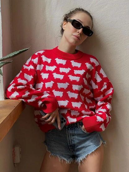 Suéter de lana mujer Fabiana con diseño de oveja para invierno