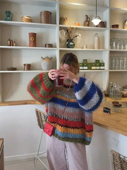 Suéter de punto colorido Costanza para mujer con diseño oversize y patrón vibrante