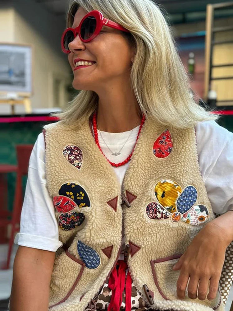 Chaleco de lana mujer con estampado único, cálido y cómodo