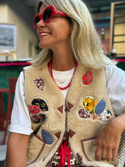Chaleco de lana mujer con estampado único, cálido y cómodo