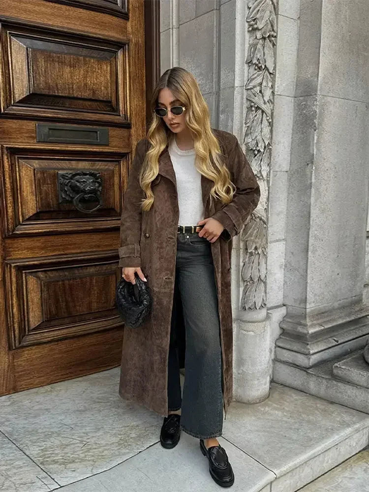 Abrigo de ante Marcella para mujer color beige elegante y cómodo