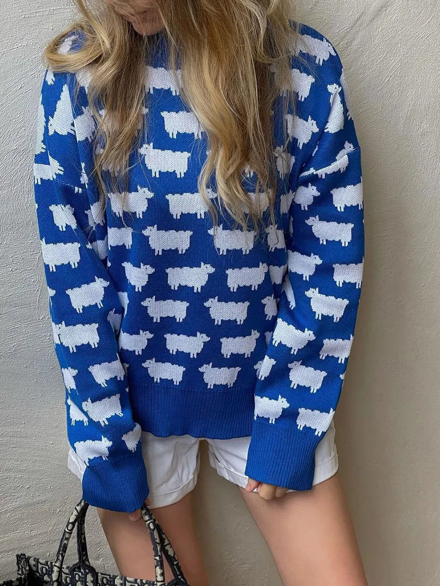 Suéter de lana mujer Fabiana con diseño de oveja para invierno