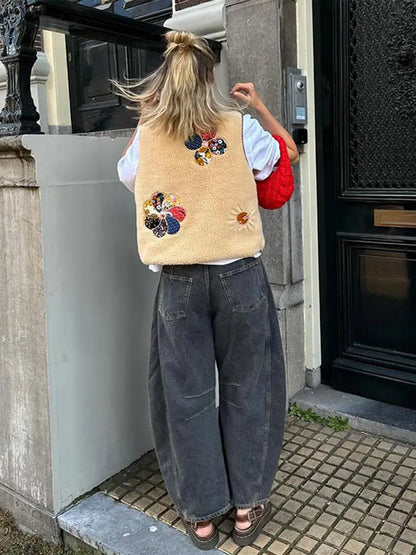 Chaleco de lana mujer con estampado único, cálido y cómodo