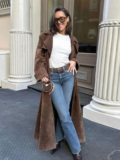 Abrigo de ante Marcella para mujer color beige elegante y cómodo