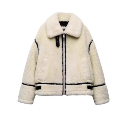 Abrigo Aurora Luxe Teddy para mujer con forro de piel y diseño elegante para el invierno