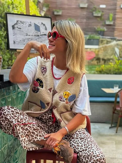 Chaleco de lana mujer con estampado único, cálido y cómodo