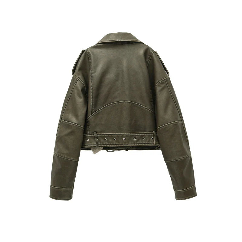 Chaqueta de cuero corta Melissa para mujer elegante