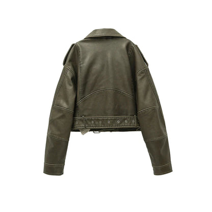Chaqueta de cuero corta Melissa para mujer elegante
