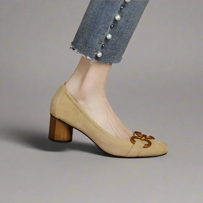 Sandalias Minna elegantes y cómodas para mujer, color beige, diseño moderno