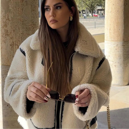 Abrigo Aurora Luxe Teddy para mujer con forro de piel y diseño elegante para el invierno
