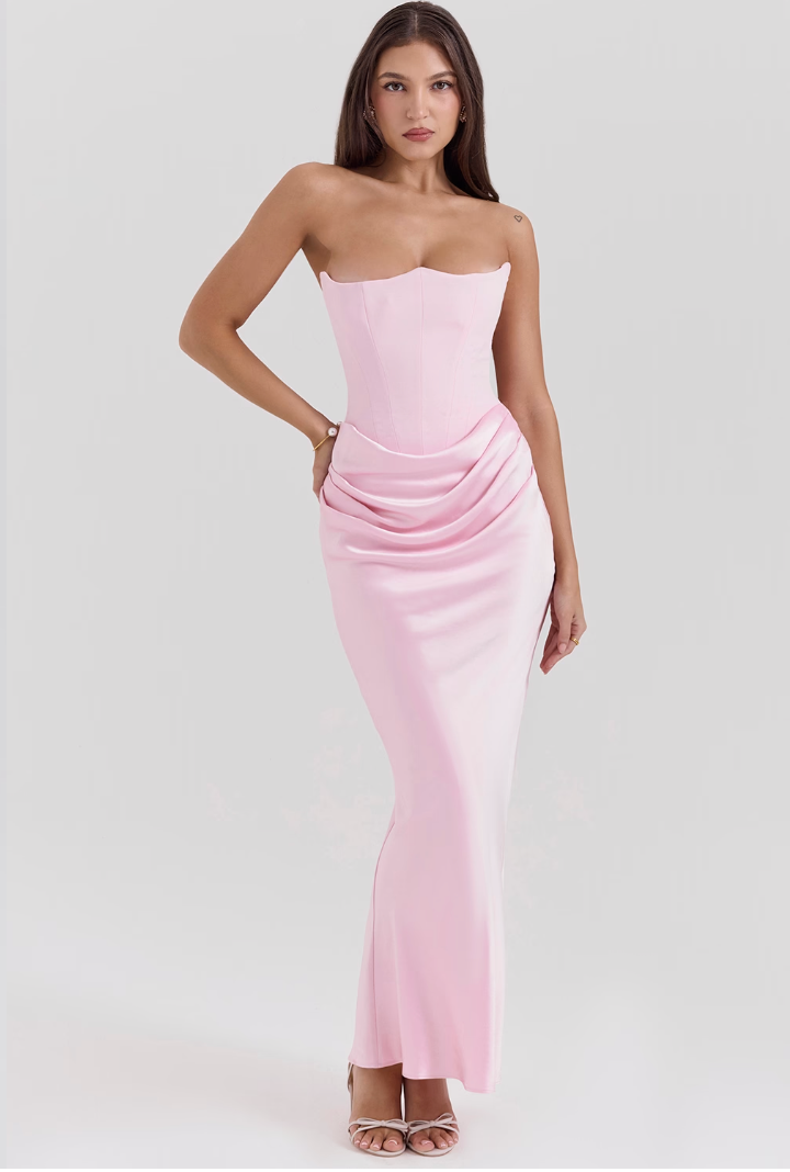 Renata™ vestido largo con corset estructurado y falda fluida para mujer, elegante y sofisticado