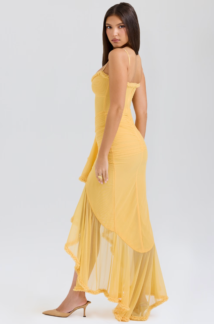 Maxivestido Mujer – Volantes y Aberturas Elegantes – Encanto Alicia