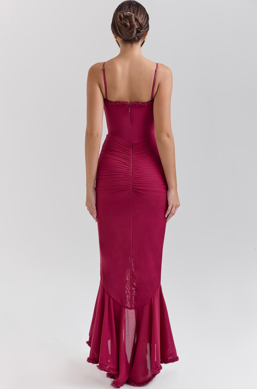 Maxivestido Mujer – Volantes y Aberturas Elegantes – Encanto Alicia