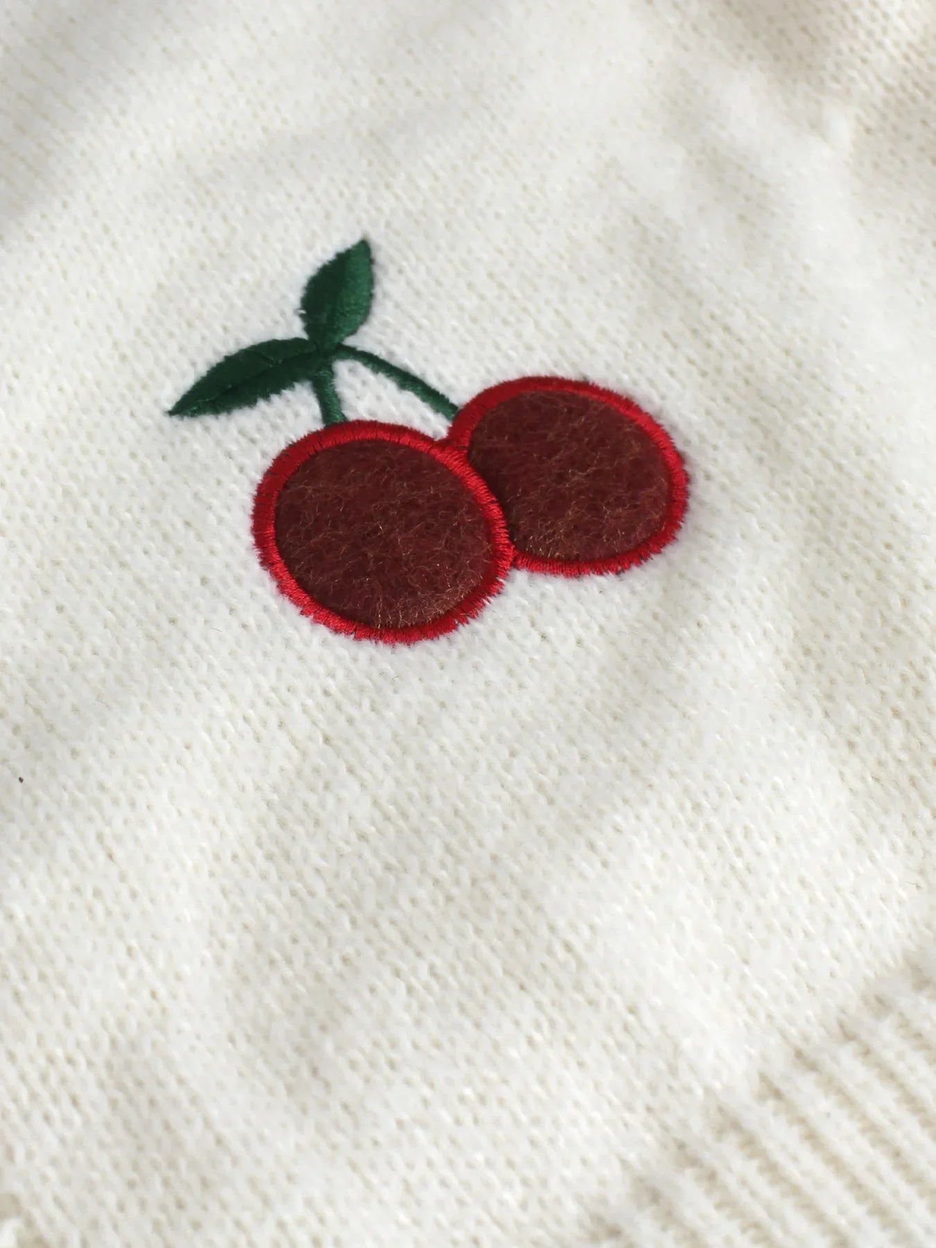 Cardigan de punto con estampado de cereza para mujer, cálido y estilizado