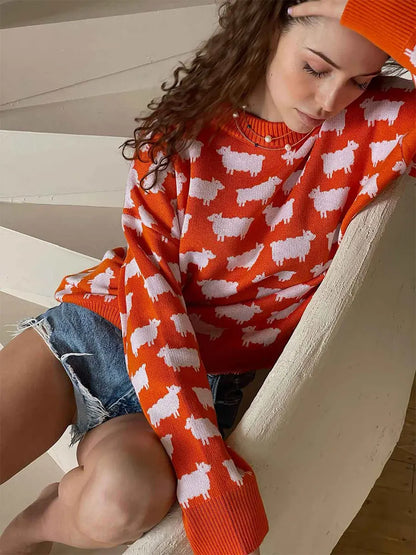 Suéter de lana mujer Fabiana con diseño de oveja para invierno